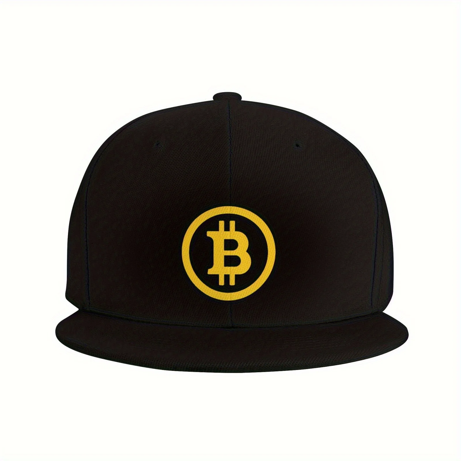 Fashionable Color-Blocking Hip-Hop Cap: Bitcoin Themed, Featuring The Classic Bitcoin Logo, a Must-Have for Cryptocurrency Enthu