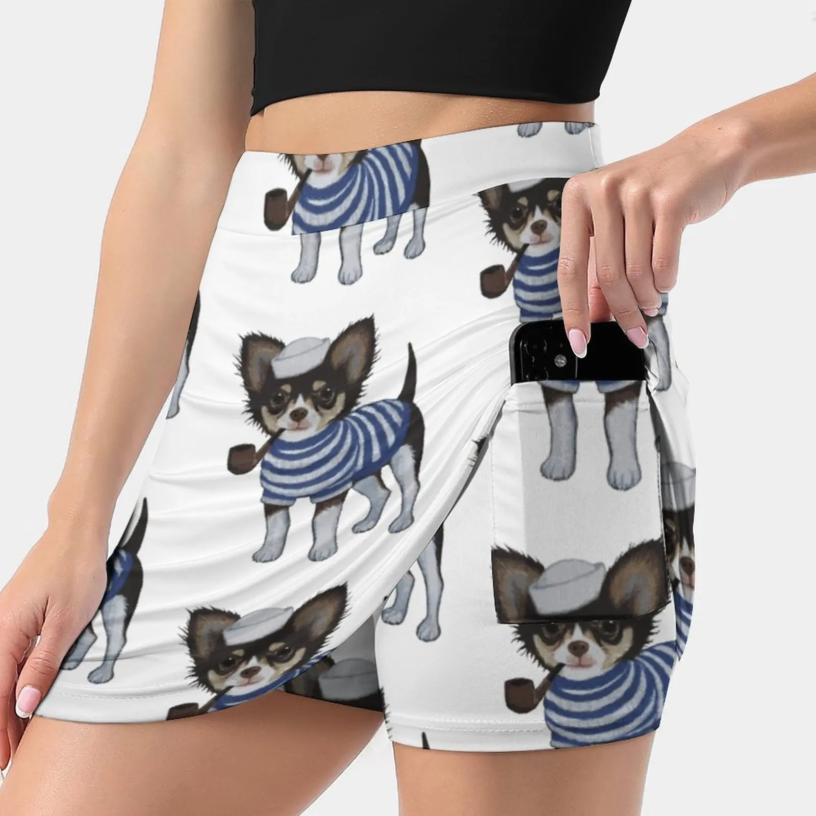 

Sailor Chihuahua Women's skirt With Hide Pocket Tennis Skirt Golf Skirts Badminton Skirts Running skirts Animal Puppy Canine