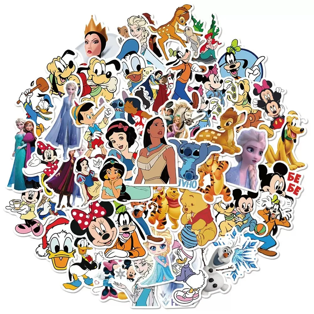 

50 шт., наклейка с рисунком Диснея, Микки Маус, Дональд Дак, «Холодное сердце», наклейка для ноутбука, бутылки с водой, гитары, вечерние декоративные наклейки