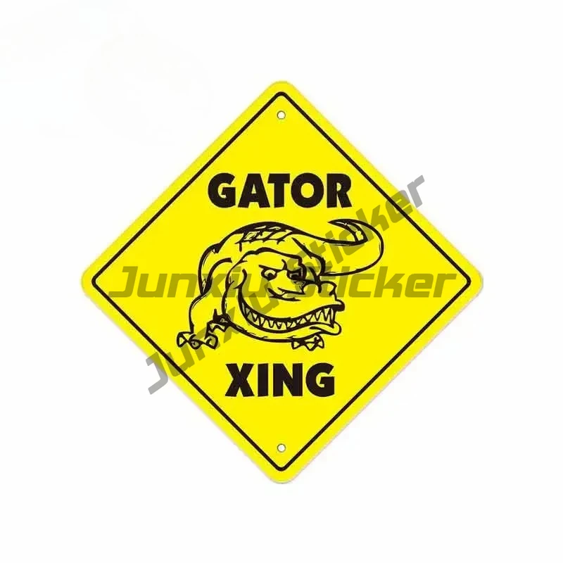 

For Gator Crossing Zone Funny Car Stickers Vinyl Windshield RV VAN JDM Accessories Graphics Sign Logo
