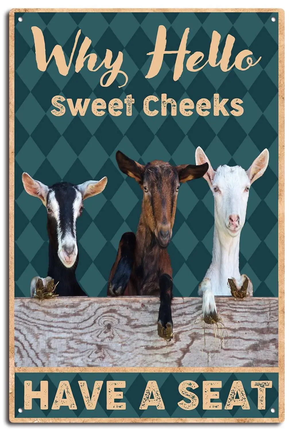 xitangyouyu Metal Tin Signs Funny Goat Bathroom Signs, Love Goat Signs, Goat Signs, Hello Cheeks Have A Seat, Funny Bathroo sign