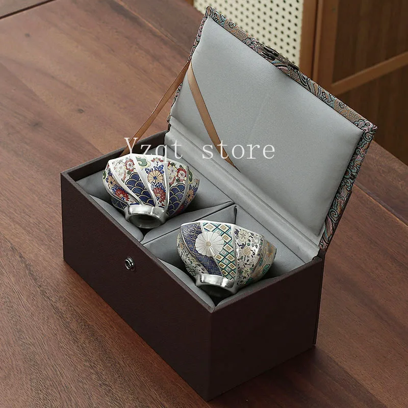 

High-end master cup single cup silver ceramic teacup for home use to give foreign friends gifts with Chinese characteristics
