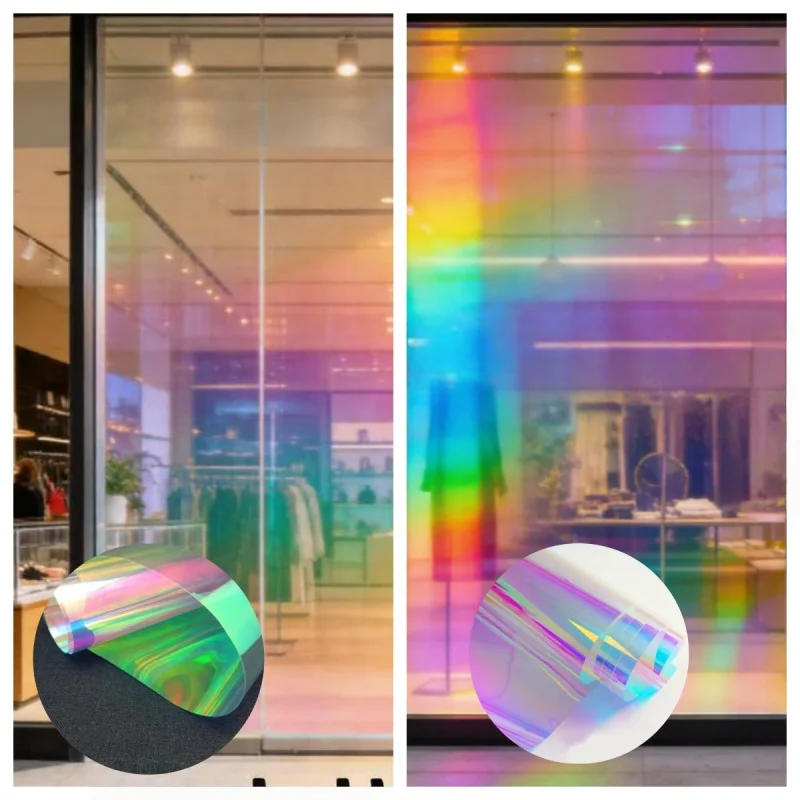  Clear Window Film Iridescent Dichroic Decorative Glass Sticker Self-Adhesive Rainbow Cellophane Home office Decor