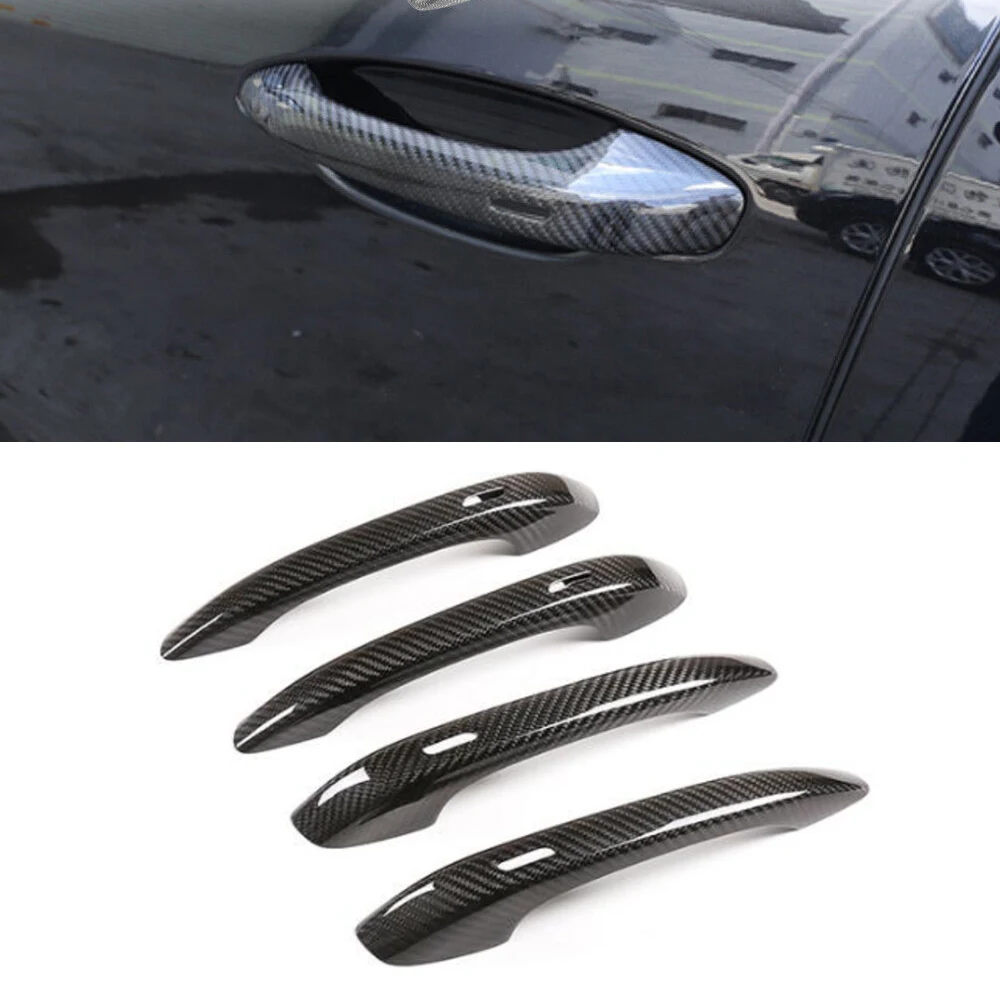 

4pcs Car Dry Carbon Fiber Exterior Door Handle Door Handle Decorative Frame Cover for Porsche Panamera 971 2017UP