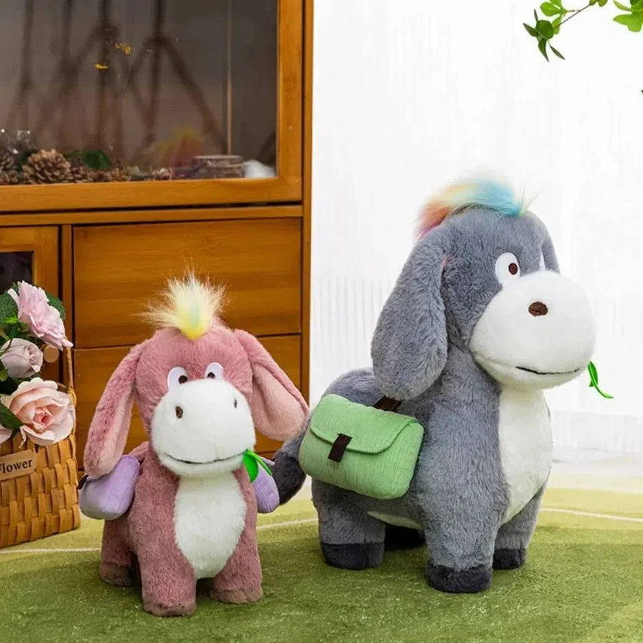 Mochila Kawaii de 30cm, juguetes de peluche de burro, decoración bonita para el hogar, muñeco de peluche de Animal, juguete para regalo, adorno de peluche de burro de dibujos animados para Navidad