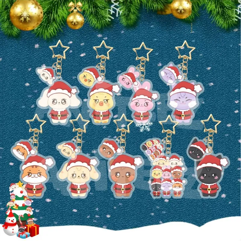 

Christmas Ateez Cute Cartoon Printed Acrylic Keychain Delicate Hanging Fashion for Handbag Backpack Daily Decoration Gift