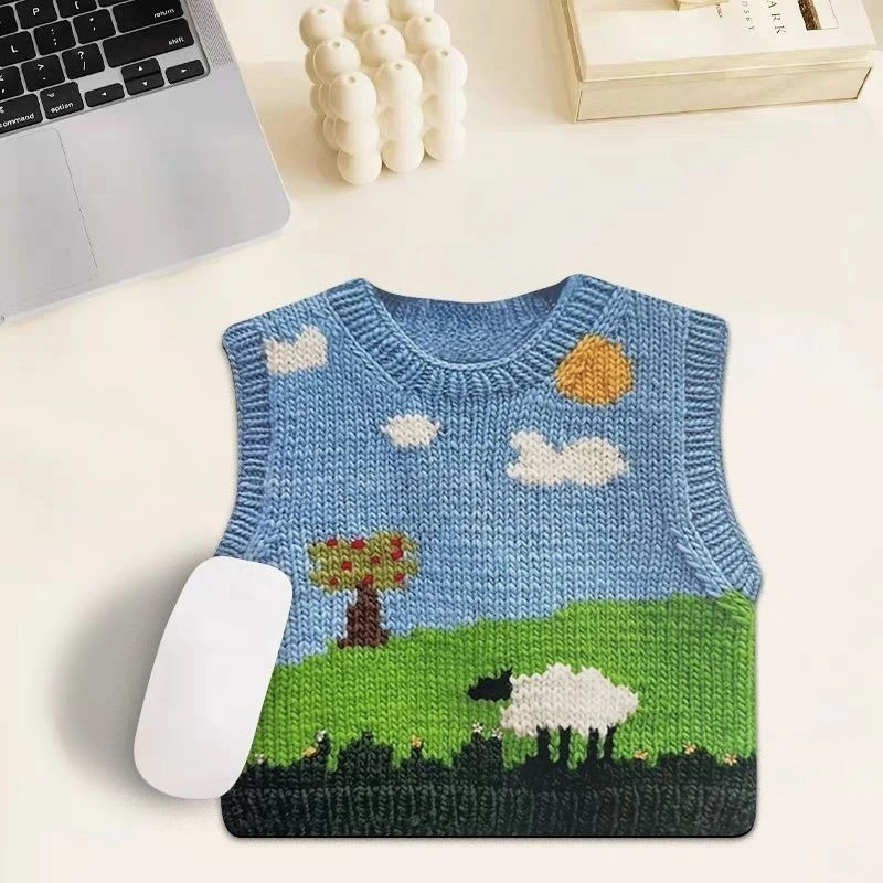 

Cute sweater printed mouse pad personalized office dormitory high value computer table mat household portable mouse pad