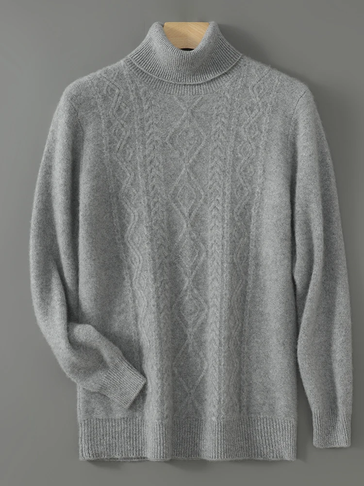 100% メリノウールメンズハイカラー秋冬ファッションカジュアルベースセーターニットセーター