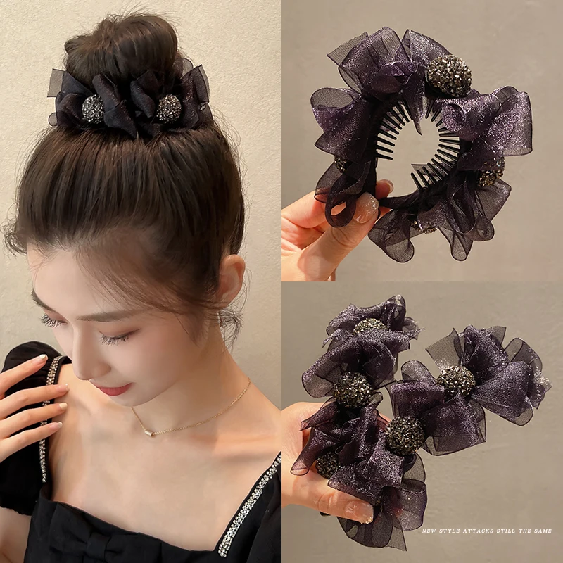 

Bow Banana Hair Claw Clips for Women Black Bowknot Clamp Hairpin Headdress Accessories Clip Crab