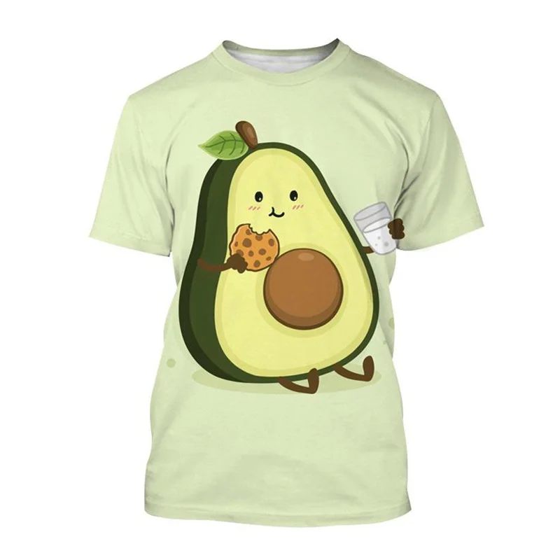 Fashion Avocado Cartoon Pattern T Shirt For Men Fruit 3D Printed Tees Summer Casual Short Sleeve Round Neck Tops Loose T-Shirts