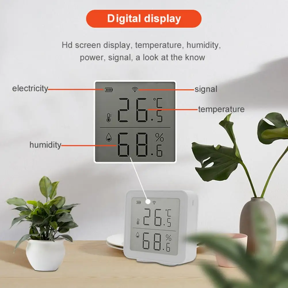 Smart WIFI Temperature And Humidity Sensor Indoor Hygrometer Thermometer With LCD Display Works With Alexa Google Home