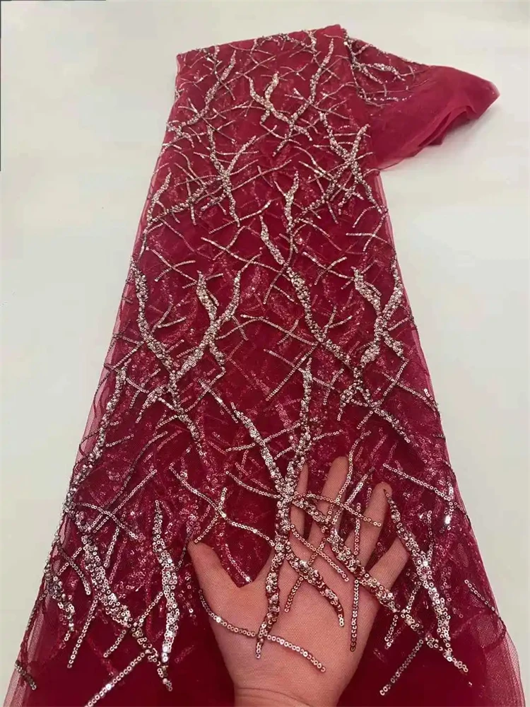

Royal blue!Wholesale African net lace with sequins & beads,high quality embroidered French tulle lace for fashion dress DP