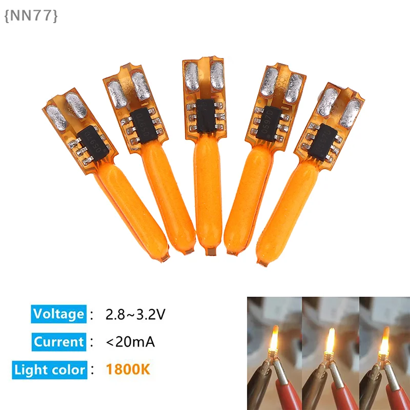 【NN77】5/10pcs 3V LED Flame Flicker Bulb - 1800K COB Diode Birthday Party Decoration Light Accessory【W7】
