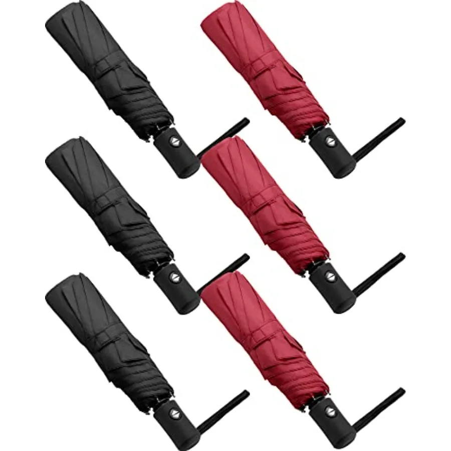 

6 Pack Umbrella Bulk Windproof Travel for Rain Automatic Open and Close Umbrella Collapsible Folding Rain Backpack Portable for
