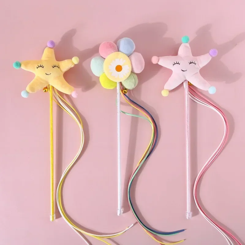 Cat Toy Pet Plush Starfish Sun Flower Vocal Tassel Bell Fairy Handmade Cat Funny Cat Toys Interactive Lovely