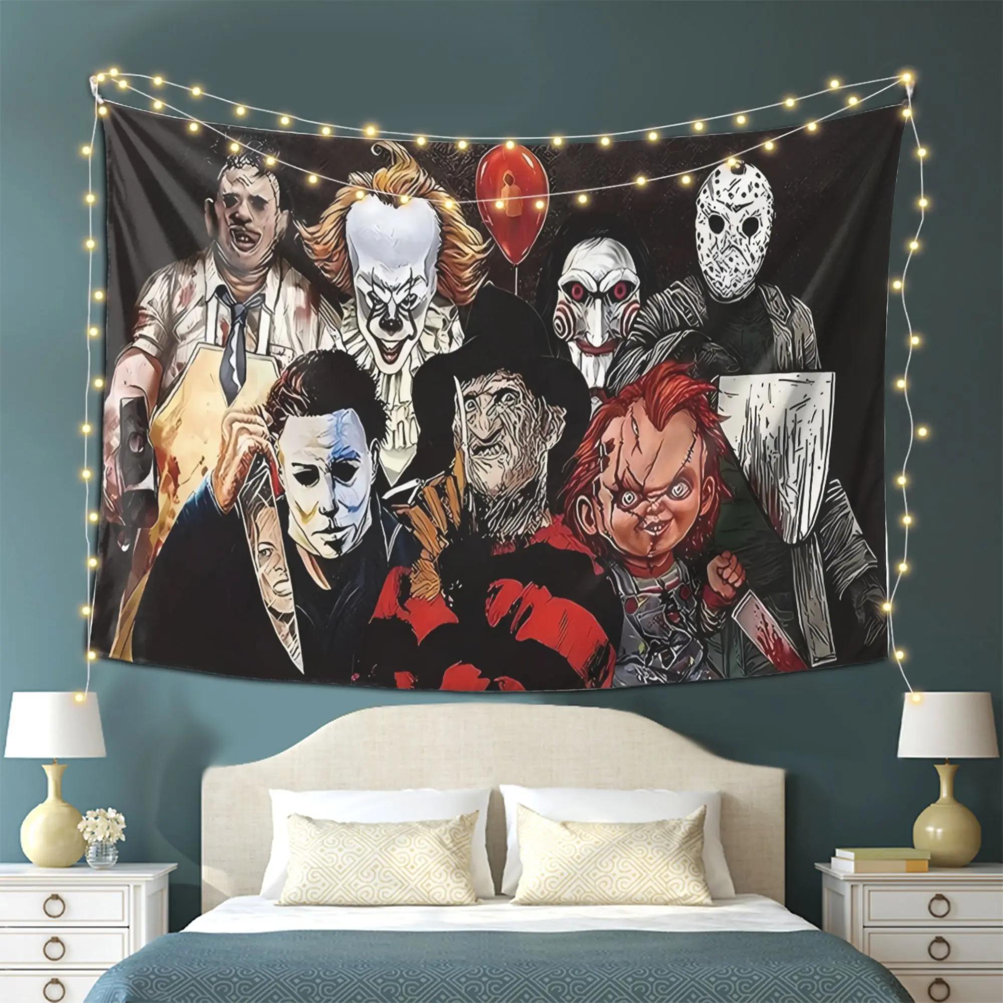 هالوين نسيج الجدار الشنق شخصيات الرعب مخيف الجدار الشنق غرفة الديكور عناصر مخدر جدار السجاد جدار النسيج #3