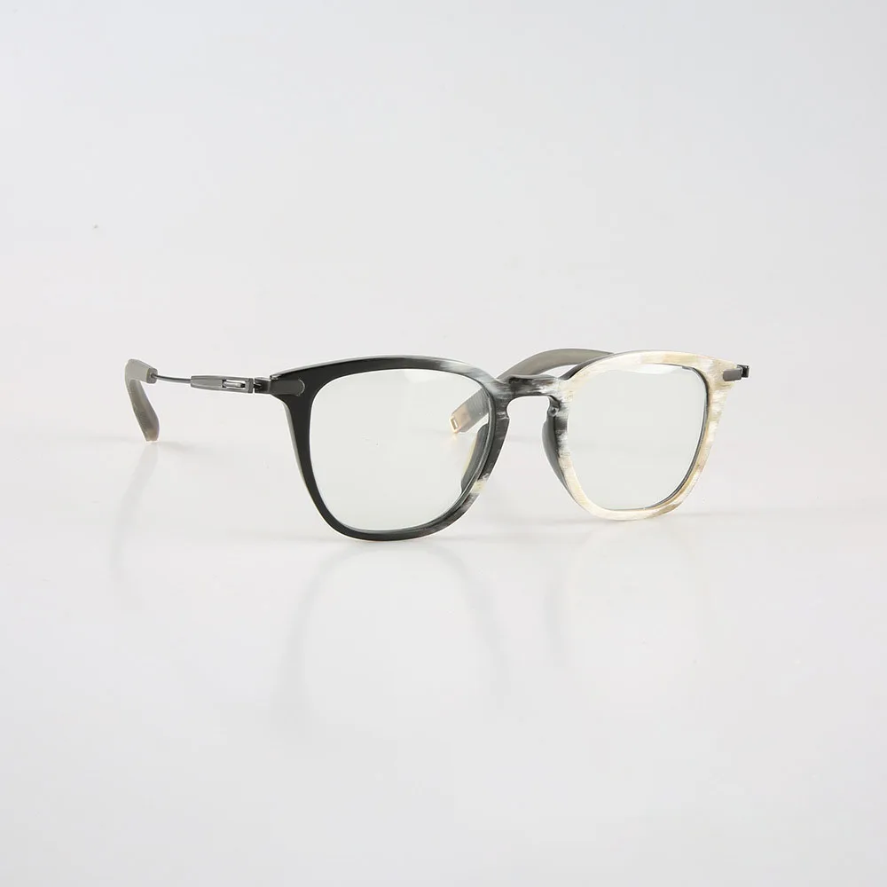 Eyewear Vintage Handmade Natural Horn Frame Titanium Leg Reading Eyeglass Frames For Men Women Classic Optical Glasses Frame