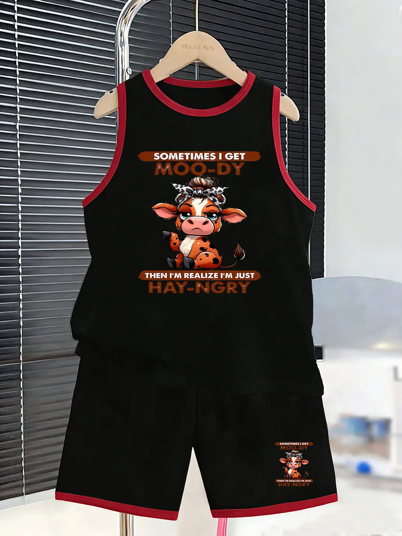 

Cute Cow-Themed Tank Top and Shorts Set for Boys, designed specifically for little boys who love adorable elements. Made with br