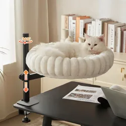 Hamaca de escritorio para gatos – Felpa ajustable estructura escalada