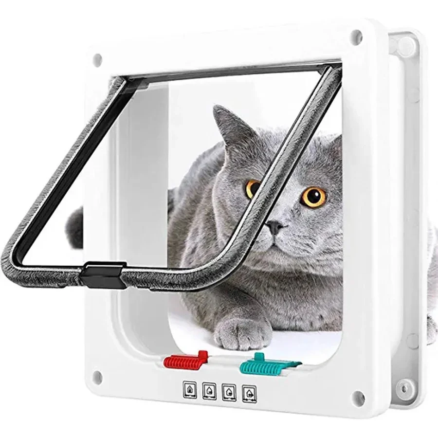 Weather Proof Cat Door 4 Way Locking for Cat up to 20 lbs for Interior Doors, Cabinet, Garage Doors 4 Sizes Pet Door