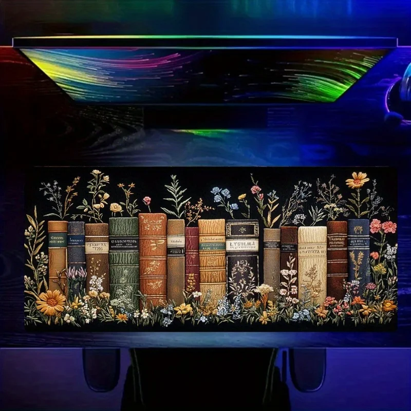 Vintage Floral Book Design Mouse Pad Desk mat High quality material gaming mat Natural rubber base suitable for office and game