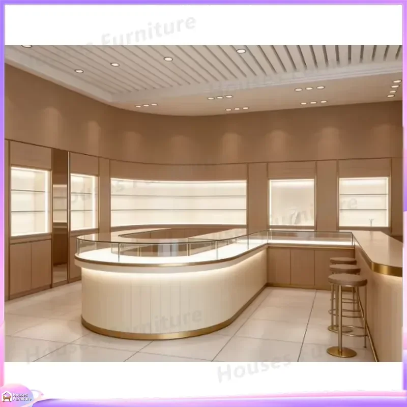 Luxury Wrought Iron Shoe Cabinet Curved Display Counter Wall Mounted LED Lighting Storage Organizer Entryway Furniture Retail