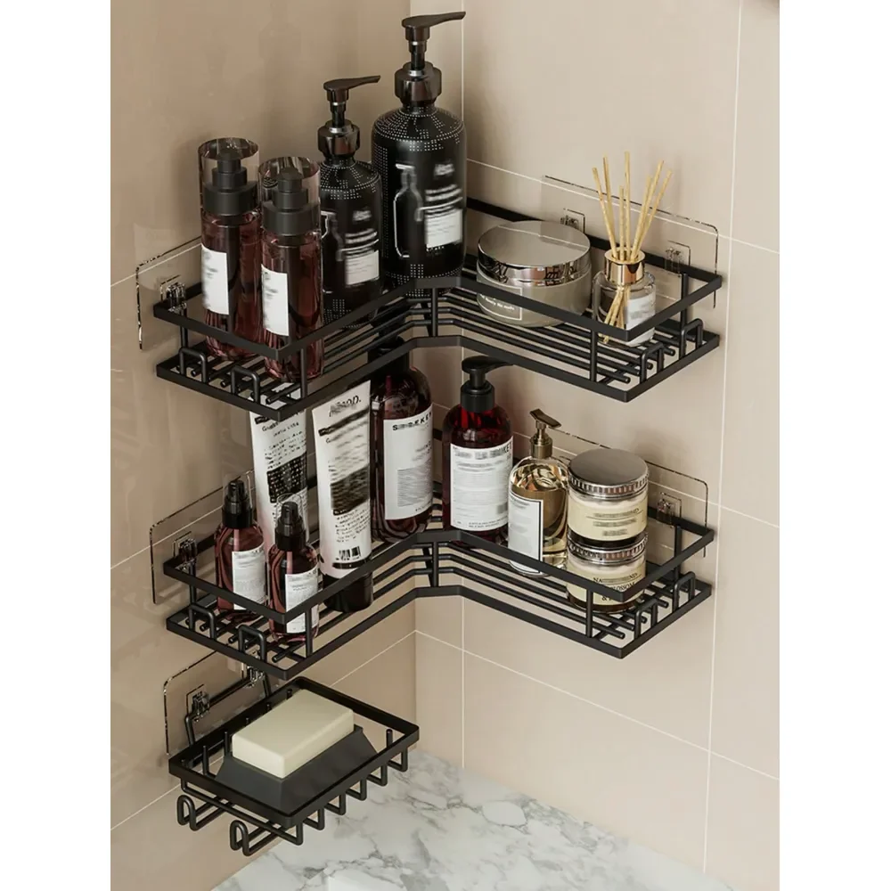 

Набор полок для хранения в ванной из нержавеющей стали, угловая полка для душа, настенный органайзер для душа на клейкой основе, для геля для душа, шампуня, мыла