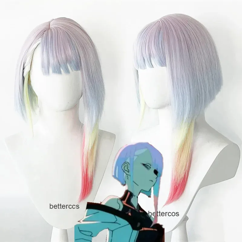 

Lucy Cosplay Wig Anime Cyberpunk Edgerunners Cosplay 45cm Lucyna Kushinada Multicolor Gradient Hair Heat Resistant Rebecca Wigs