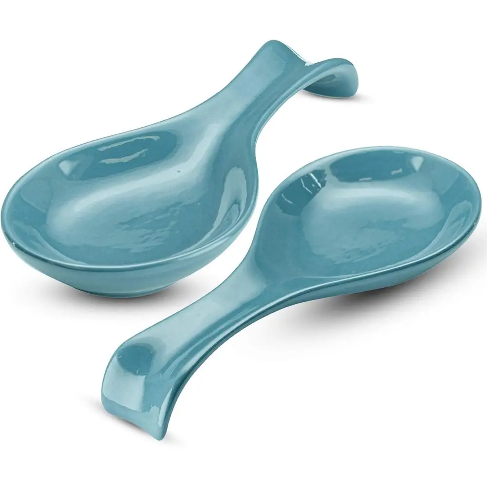 Teal Blue Spoon Rest and Utensil Holder Set, Dishwasher Safe, Ideal for Kitchen and Coffee Bar Decor
