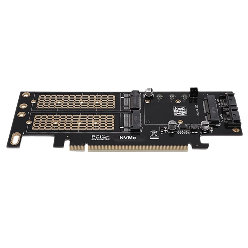 Adaptador M.2 NVMe SSD NGFF a 3,0 PCIE X16, llave M B, MSATA PCI, expansión SATA 3 en 1, elevador de convertidor, negro