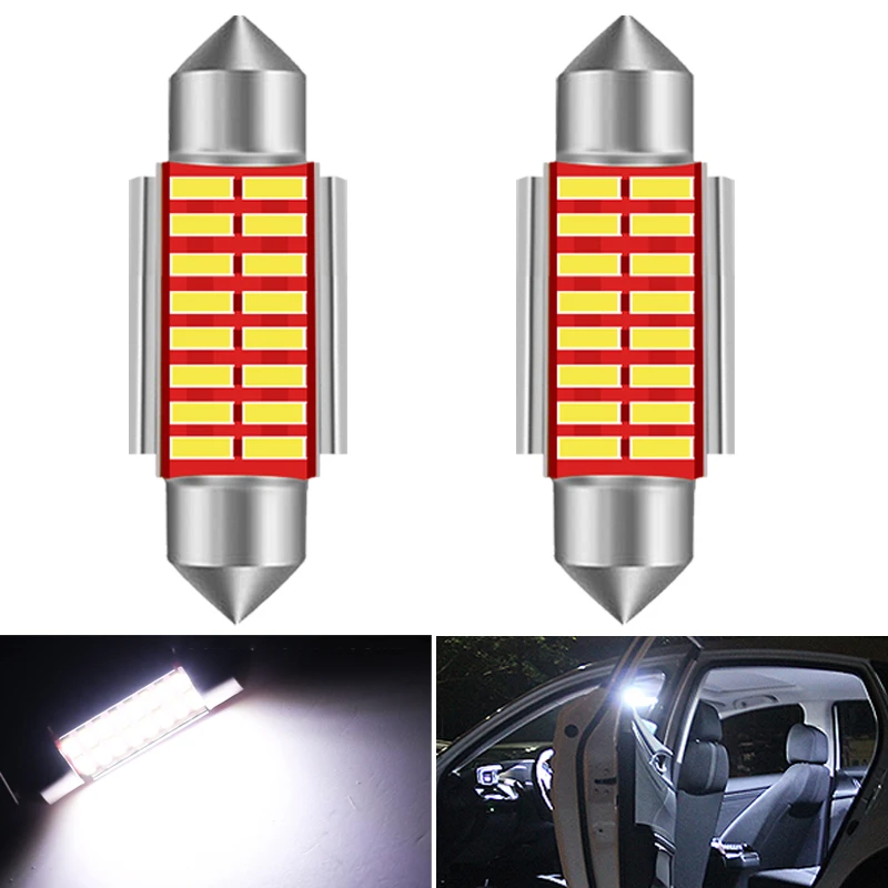 Bombillas Led para Interior de coche, lámpara de diodo para Opel Astra J, C5W, 31mm, 36mm, 39mm, 41mm, 42mm, cúpula de lectura, 2 unidades