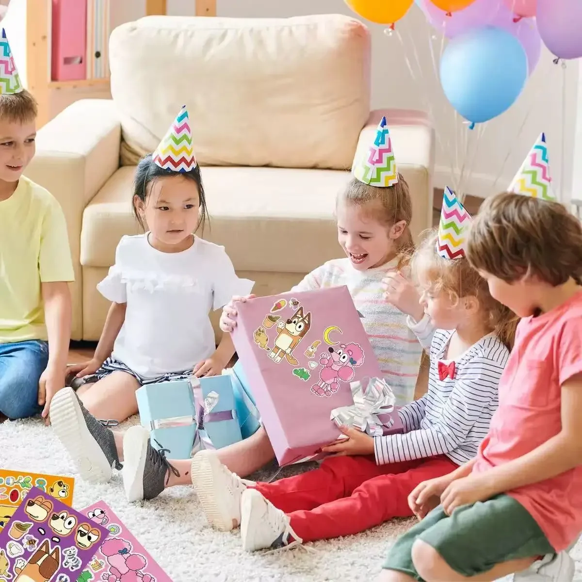 8/16 Lenzuola Bluey Animazione Famiglia Cartoon Puzzle Adesivo FAI DA TE Laptop Bagagli Skateboard Graffiti Decalcomanie Divertimento per I Regali Dei Bambini