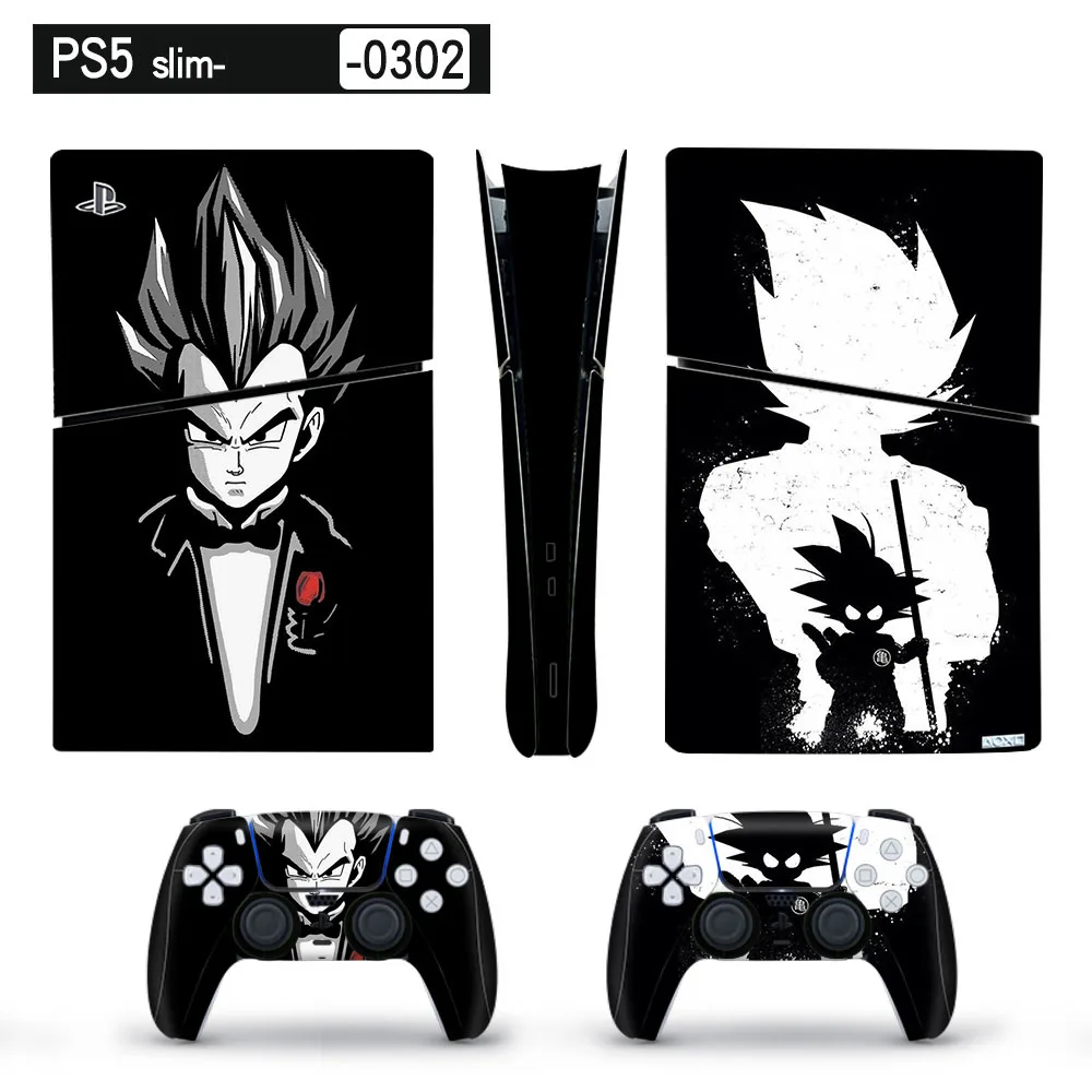 Dragon Ball PS5 Slim Skin Stickers for Playstation 5 Slim Disc CD Console Controllers Anti-Scratch Vinyl Sticker Decal Cover