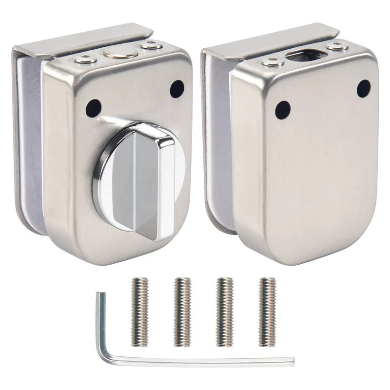 

AEE6-Stainless Steel,Glass Door Latches Lock/Bolt,138A ,Without Drilling,For Double Glass Door, Frameless Glass Door