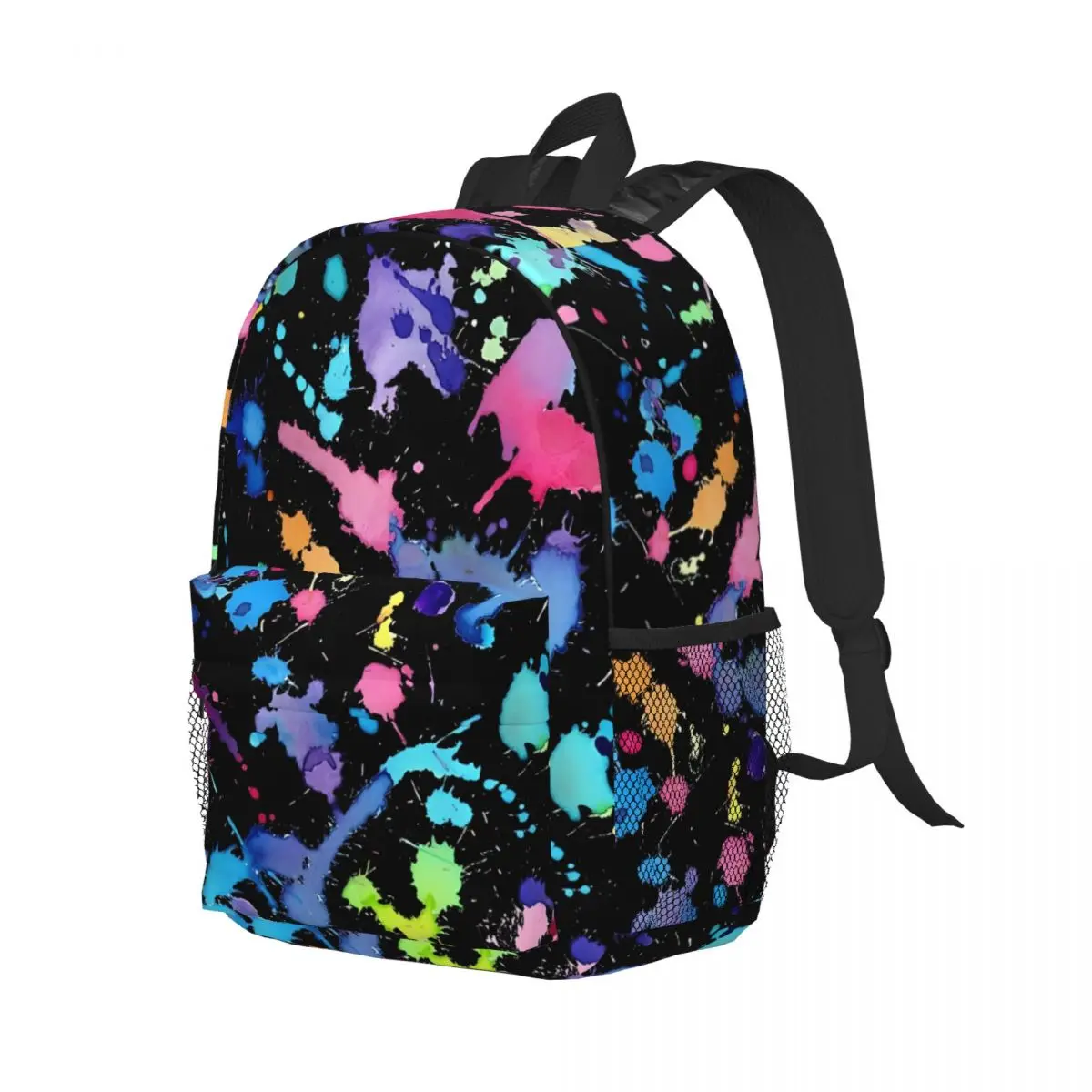 Black Background Paint Splatter New Fashion High Capacity Waterproof College Backpack Trendy Laptop Travel Book Bag 15inch