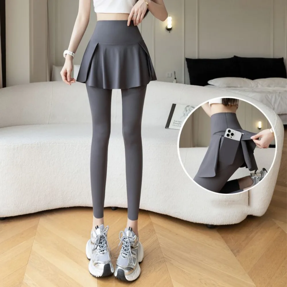 Woman Tights Side Pocket Fitness Legging High Waist Skinny Elastic Leggings Solid Thickened Sports Yoga Pants Women's Clothing