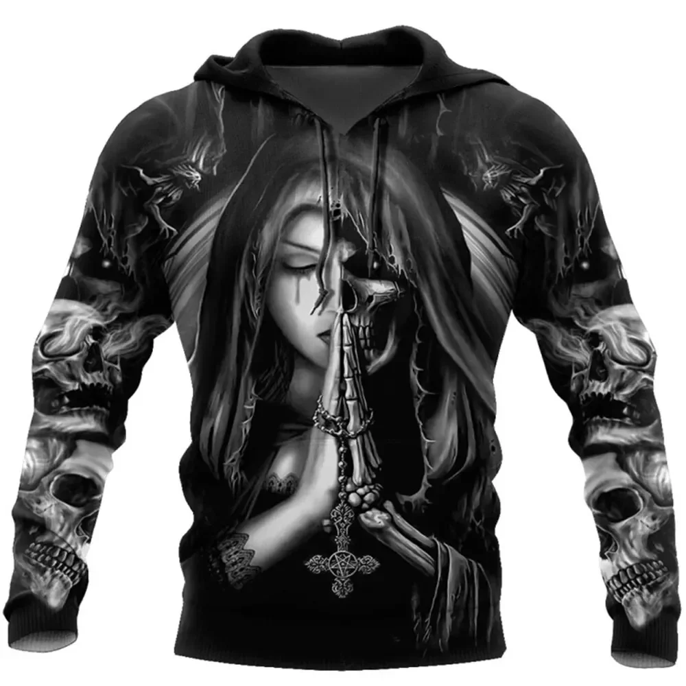 2026 Autumn-Winter New Style 3D Gothic Skull Hooded Sweatshirt Fashion Trend Urban Dressing Top-Level Men's Clothing
