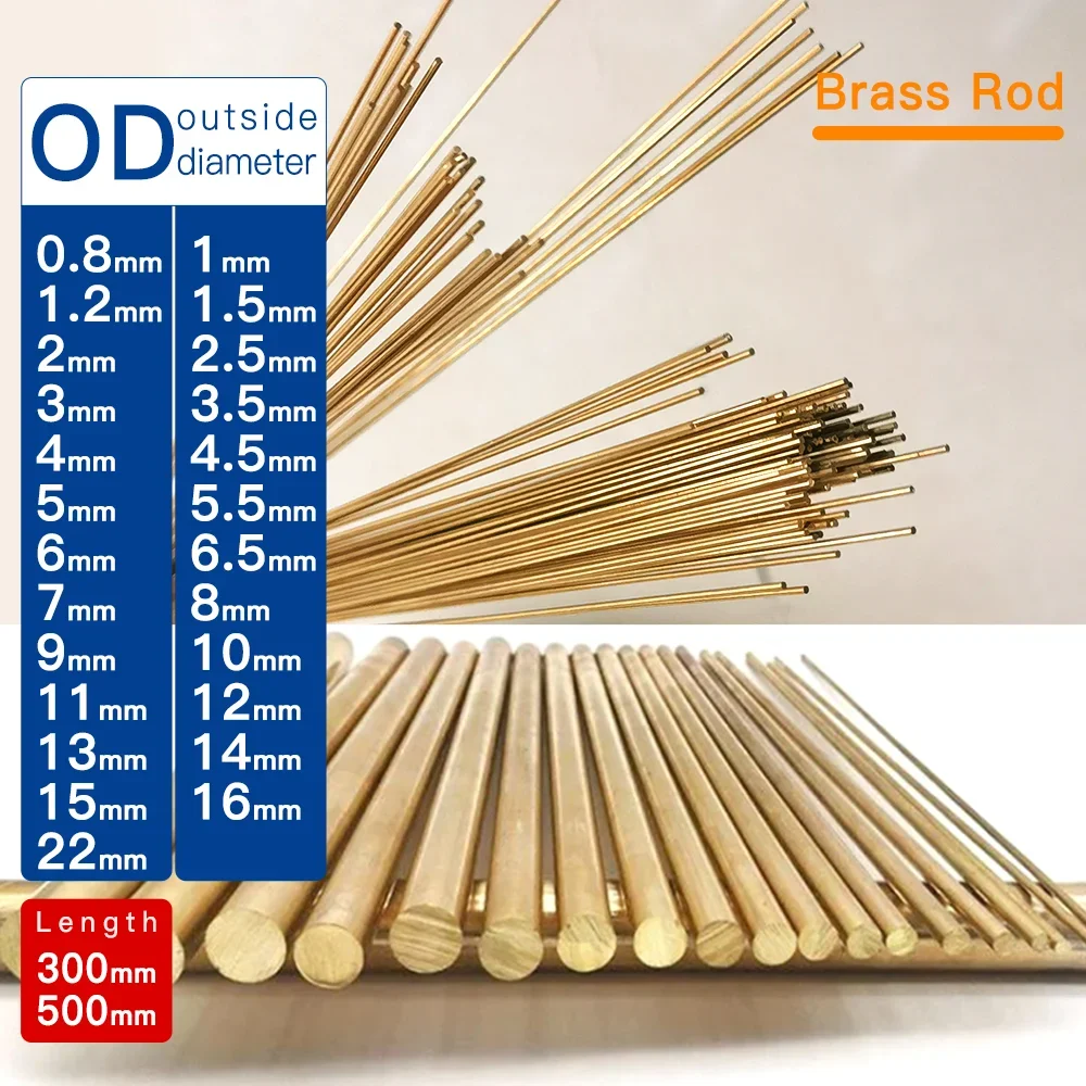 Rod Redondo de Bronze Reto Haste de Bronze Diâmetro 0.8 1.2 1.5 22 mm Diâmetro de 0.8 Mm16 Mm-22 mm 300 Milímetros 500 Milímetros 130 Peças