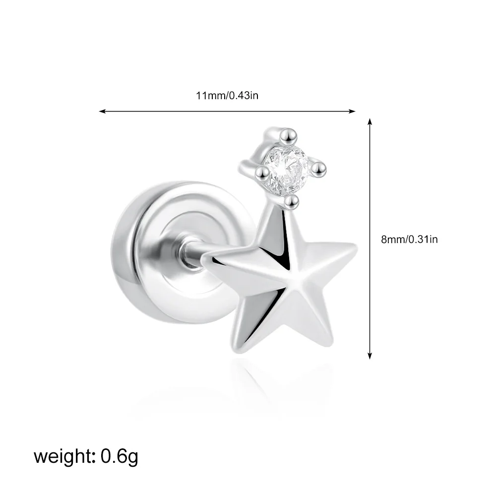 1PC Chirurgische Edelstahl Ohrringe für Frauen Zierliche Ohrringe mit flacher Rückseite Ohrstecker 20G CZ Knorpel Helix Tragus Conch Lobe Piercing – Detail 13