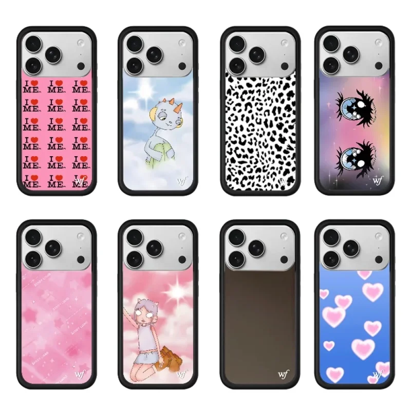 

Fashion Wildflower leopard print Cartoon Couple Phone Case for iPhone 17 16 15 14 13 12 Pro Max 3D WF Love Heart Cherry Case﻿﻿