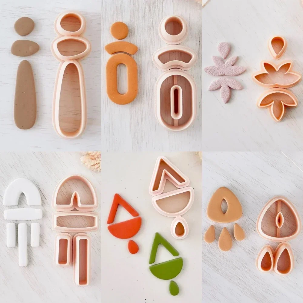 Soft Pottery Earrings Polymer Clay Mold Irregular Geometric Shape/Tear Drop Flower Clay Cutter DIY Jewelry Pendant Pottery Tools