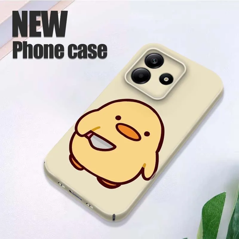 

Cute Duck Holding Bowl For Xiaomi Redmi Note 15 14 13 12 12S 11 11S 11T Pro Plus 5G Feilin Protective Shell Phone Case