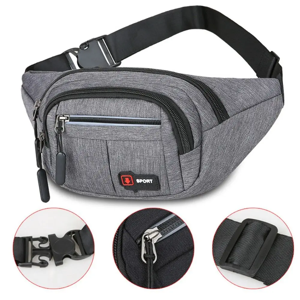 Riñonera de gran capacidad para hombre, correa de hombro ajustable, bolsos cruzados deportivos ligeros de nailon con tira reflectante, bolsa de pecho