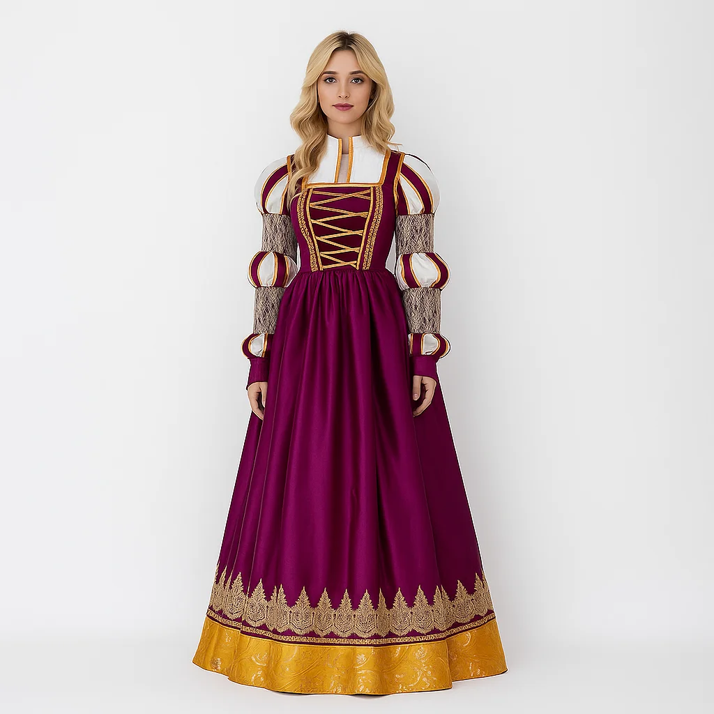

Custom Made 16th Century Italian Renaissance Dress Lucrezia Borgia Purple Gown Halloween Carnival Party Ball Gown Dress