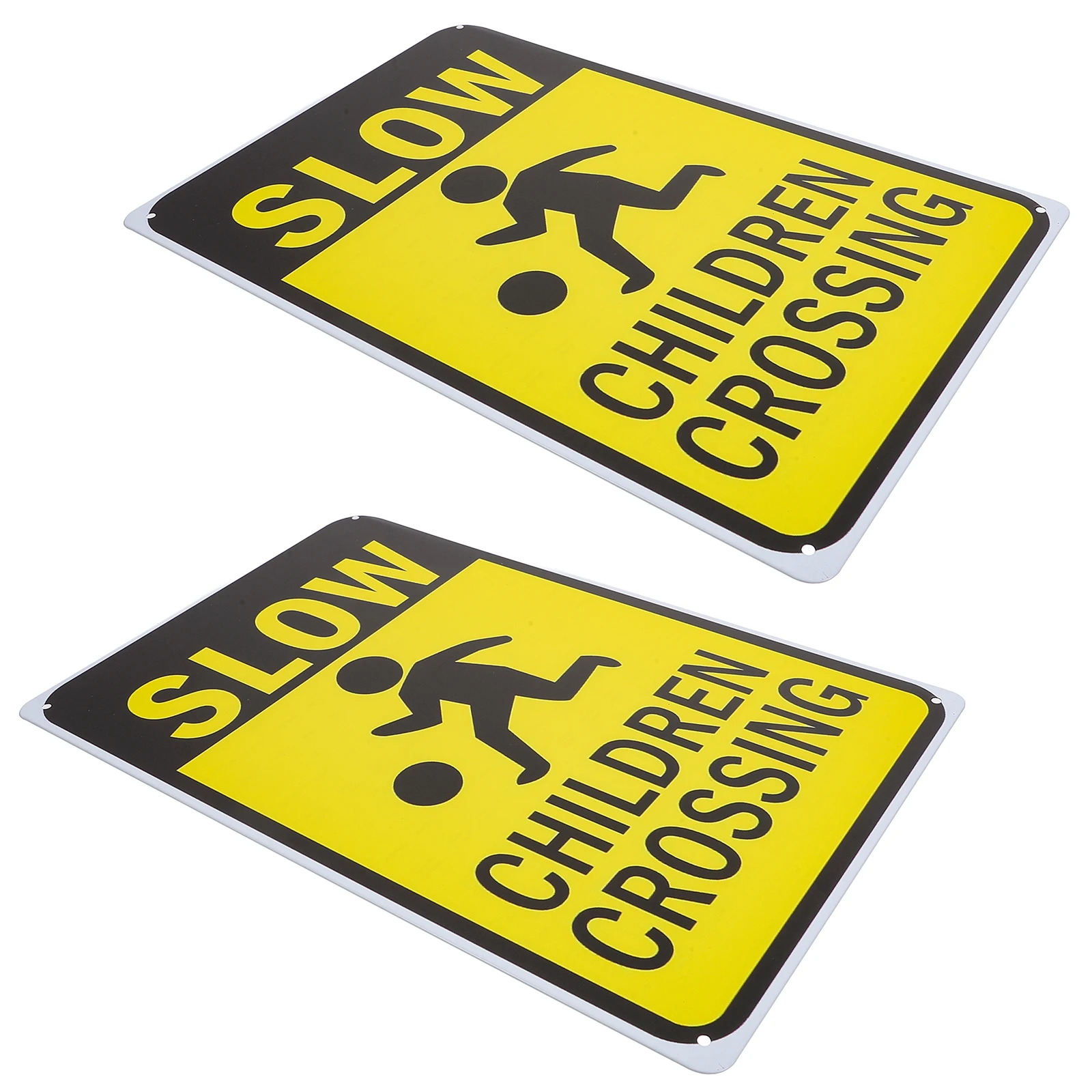 2 Pcs Road Sign Safety Signs Child Way Iron Sheet Slow down Kids Playing Crossing
