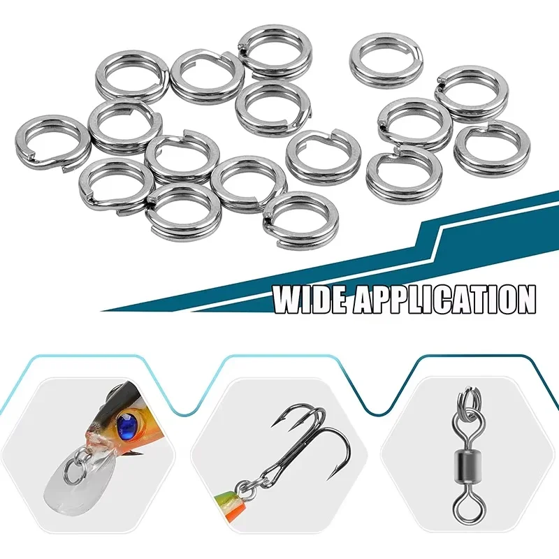 5 Size Stainless Steel Fishing Split Rings High Strength Large Tensile Force Lure Connector Loop Set 200/250PCS For Tackle Box