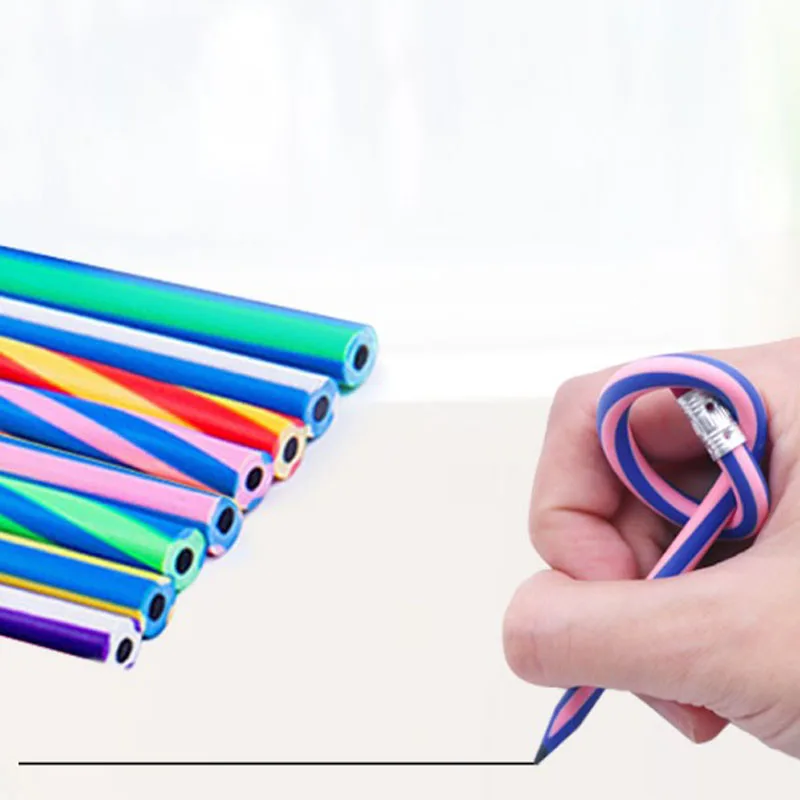 22pcs Cute Stationery Colorful Magic Bendy Flexible Soft Pencil with Eraser Student School Children Office Christmas Supplies