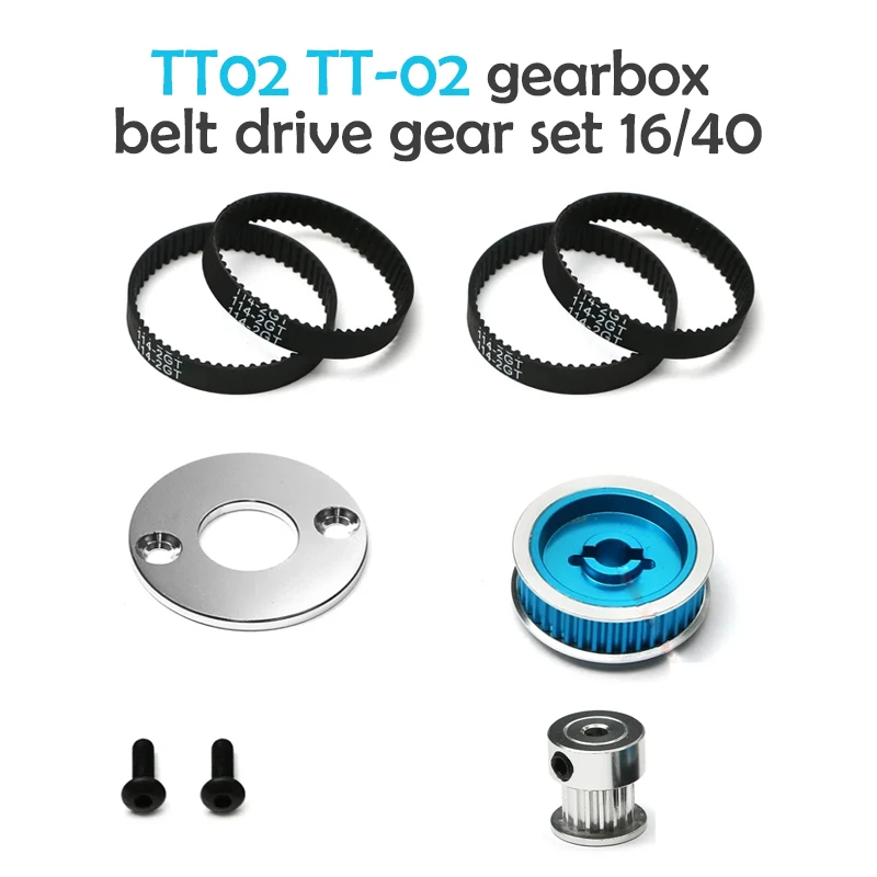 

Low Noise Belt Drive 16T 40T Transmission Gears System DIY Modify Upgrade Parts for Tamiya TT02 TT-02 1/10 RC Car