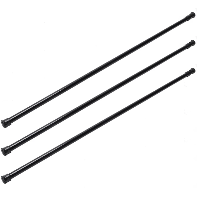 

LUDA 3X Extendable Telescopic Spring Loaded Net Voile Tension Curtain Rail Pole Rods,70-120Cm,Black