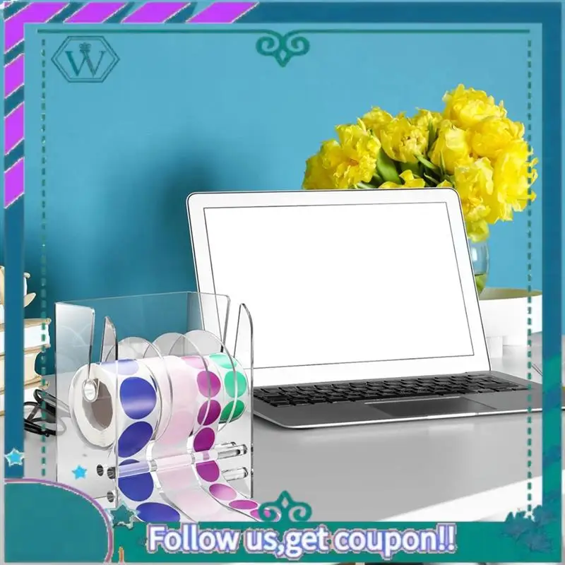 

Upgraded Adjustable Label Dispenser Acrylic Sticker Roll Dispenser Sticker Roll Holder Clear Label Holders Sticker Holder 4 Disk